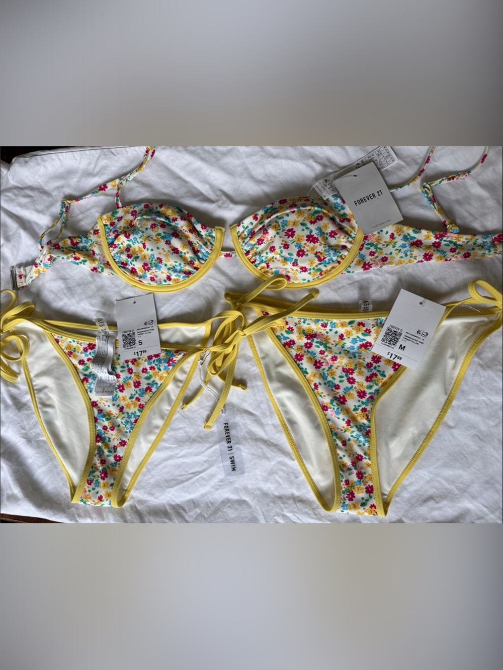 Floral Bikini with Yellow Trim